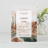 モダンな水彩画の砂漠サボテン風景のウェディング 招待状 (スタンド正面)