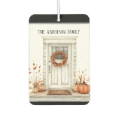 モダンな水彩画の秋のホームファミリー名 カーエアーフレッシュナー (正面)