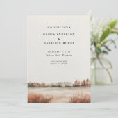 モダンな水彩画の秋の屋外風景ウェディング セーブザデート (スタンド正面)