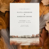 モダンな水彩画の秋の屋外風景ウェディング セーブザデート