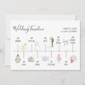 モダンな水彩画の結婚式のタイムラインイラスト 招待状 (正面)