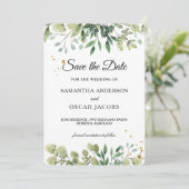 モダンな水彩画の緑の葉の枝 セーブザデート (スタンド正面)