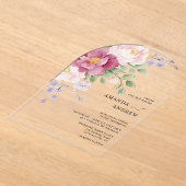 モダンな水彩画の芍薬の結婚式 アクリル招待状 (レイダウン)