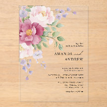 モダンな水彩画の芍薬の結婚式