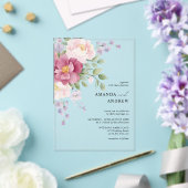 モダンな水彩画の芍薬の結婚式 アクリル招待状 (インサイチュ (ウェディング))