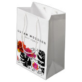 モダンな水彩画の花のはっきりしたなMonsteraパターン ミディアムペーパーバッグ (裏面アングル)