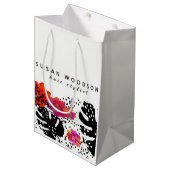 モダンな水彩画の花のはっきりしたなMonsteraパターン ミディアムペーパーバッグ (正面アングル)