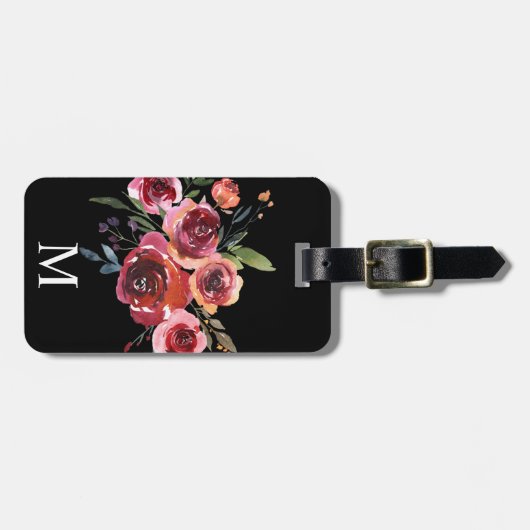モダンな水彩画の花のカスタムな荷物のラベル ラゲッジタグ (正面横)