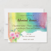 モダンな水彩画の花のスプラッシュ、リハーサルディナー 招待状 (正面)