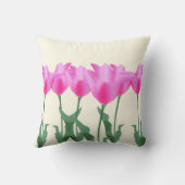モダンな水彩画の花のピンクのチューリップの花の春 クッション (裏面)