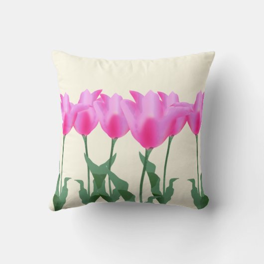 モダンな水彩画の花のピンクのチューリップの花の春 クッション (裏面)