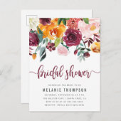 モダンな水彩画の花の低下の春のブライダルシャワー インビテーションポストカード (正面/裏面)