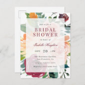 モダンな水彩画の花の春のブライダルシャワー インビテーションポストカード (正面/裏面)