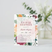 モダンな水彩画の花の春のブライダルシャワー インビテーションポストカード (スタンド正面)