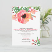 モダンな水彩画の花柄の結婚式招待状 招待状 (スタンド正面)