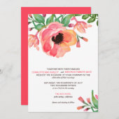 モダンな水彩画の花柄の結婚式招待状 招待状 (正面/裏面)