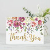 モダンな水彩画の花柄は感謝していしています サンキューカード (スタンド正面)