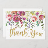 モダンな水彩画の花柄は感謝していしています サンキューカード (正面/裏面)