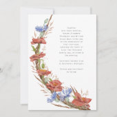 モダンな水彩画の草原の花と緑の結婚式 招待状 (正面)