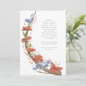 モダンな水彩画の草原の花と緑の結婚式 招待状 (スタンド正面)