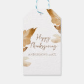 モダンな水彩画の葉の感謝祭 ギフトタグ (裏面)