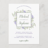 モダンな水彩画の藤フレームの結婚式 インビテーションポストカード (正面)