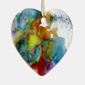モダンな水彩画の解剖ハート セラミックオーナメント (右)