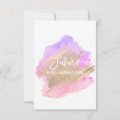 モダンな水彩画の金ゴールドのピンクの紫色のブライダルシャワー 招待状 (裏面)