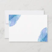 モダンな水彩画の青いティール（緑がかった色）のターコイズは感謝していしています サンキューカード (裏面)