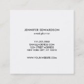 モダンな水彩画の青いティール（緑がかった色）の（ばちゃばちゃ）跳ねるの白フレーム スクエア名刺 (裏面)