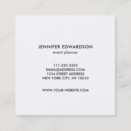 モダンな水彩画の青いティール（緑がかった色）の（ばちゃばちゃ）跳ねるの白フレーム スクエア名刺 (裏面)