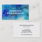 モダンな水彩画の青い紫色の（ばちゃばちゃ）跳ねるのしぶき 名刺 (正面/裏面)