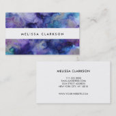 モダンな水彩画の青い紫色の(ばちゃばちゃ)跳ねるのprofessiona 名刺 (正面/裏面)