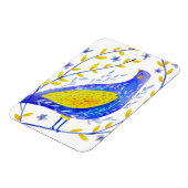 モダンな水彩画の青と黄色の鳥の芸術 マグネット (左側)