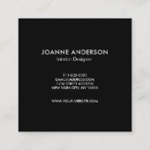 モダンな水彩画の黒の青いティール（緑がかった色）の（ばちゃばちゃ）跳ねる スクエア名刺 (裏面)