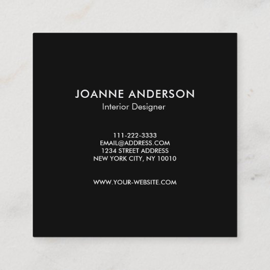 モダンな水彩画の黒の青いティール(緑がかった色)の(ばちゃばちゃ)跳ねる スクエア名刺 (裏面)