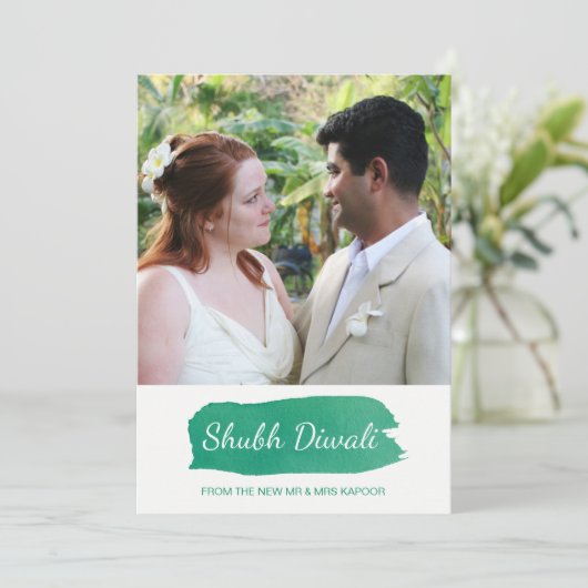 モダンな水彩画のDiwaliの写真の挨拶状 カード (スタンド正面)