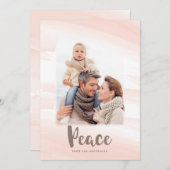 モダンな水彩画のPEACE フォトカード| ブラッシュ シーズンカード (正面/裏面)