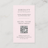 モダンな水彩画イラストのバラ色QRコードスパ 名刺 (裏面)