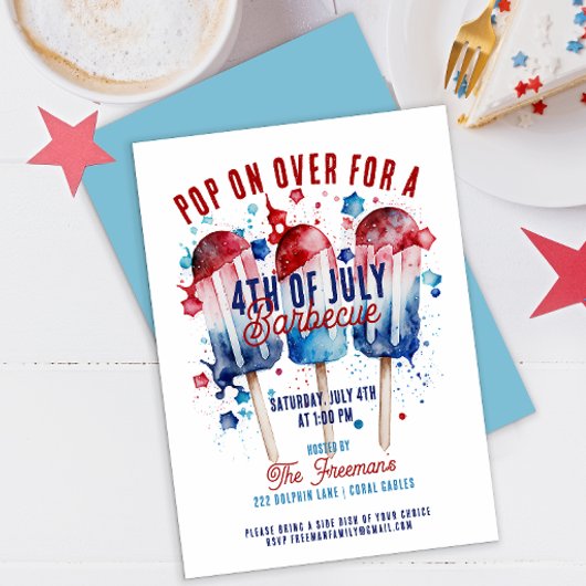 モダンな水彩画パトリオティックな4日7月パーティー 招待状