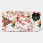モダンな水彩画風のピンクとグリーンのトライアングルモノグラム Case-Mate iPhoneケース (裏面(横))