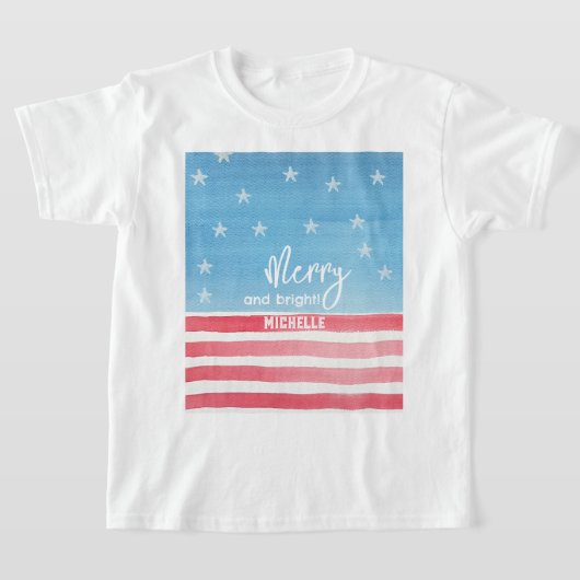 モダンな水彩画風の国旗デザイン Tシャツ (レイダウン)