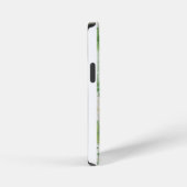 モダンな水彩画風の緑の花 + 名前入り iPhoneケース (右側面)
