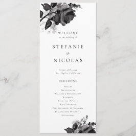 モダンな水彩画 ブラックローズ ウェディングセレモニー プログラム