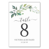 モダンな水彩画 ユーカリの葉 グリーン テーブルナンバー (裏面)