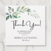 モダンな水彩画 ユーカリの葉 グリーン フェイバータグ (正面)