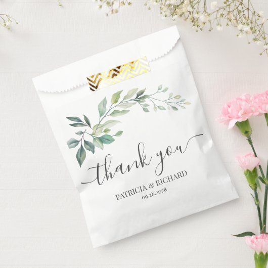 モダンな水彩画 ユーカリの葉 グリーン フェイバーバッグ (封をした状態)