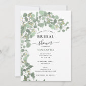 モダンな水彩画 ユーカリの葉 ブライダルシャワー 招待状 (正面)