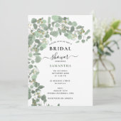 モダンな水彩画 ユーカリの葉 ブライダルシャワー 招待状 (スタンド正面)