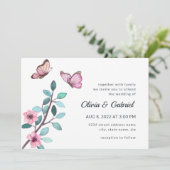 モダンな水彩画。ロマンチックなガーデンウェディング 招待状 (スタンド正面)